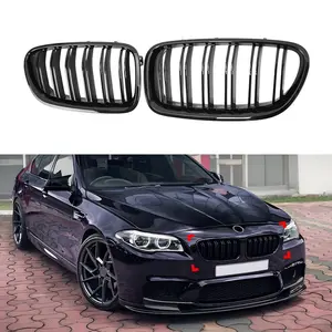 Gloss Black Car Front Kidney Double Slat Grill Grille, Dual Line Racing Grilles for Bmw 5 Series F10 F11 520i 523i 528i 2010-2017