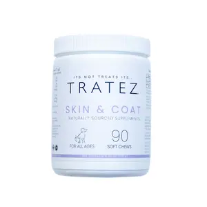 TRATEZ Skin & Coat Supplement for Dogs - 90 Soft Chews with Omega 3, 6, and 9 Fatty Acids + Vitamin E