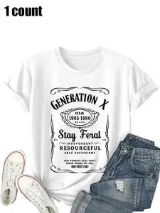 Plus size loose women's night-time T-shirt, well-fitting design, medium thickness fabric, comfortable casual top.