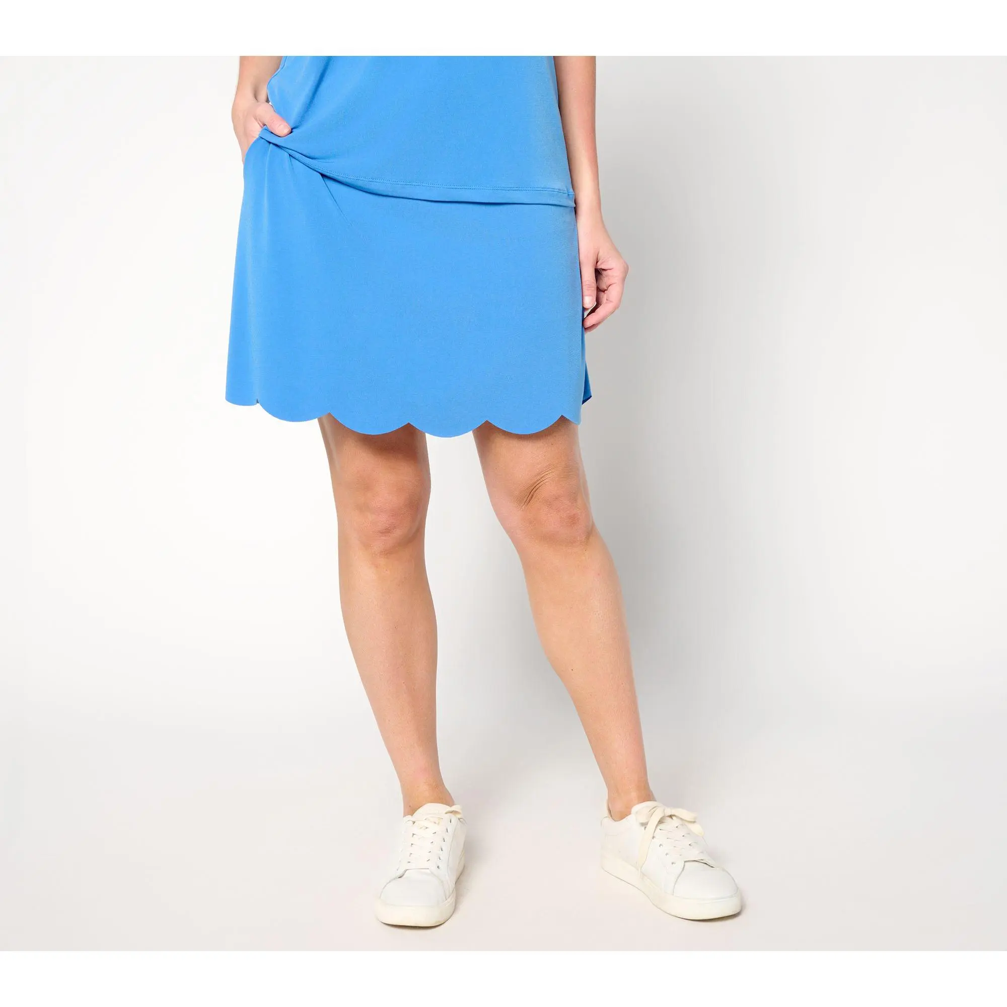 Susan Graver Courtside Social Regular Liquid Knit Scallop Skort