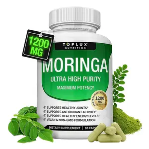 Toplux Nutrition Moringa Capsules 1200mg PureMoringa Powder for Immune & Gut Health 90 Capsules Ultra High Purity Herbal Supplement Daily Support
