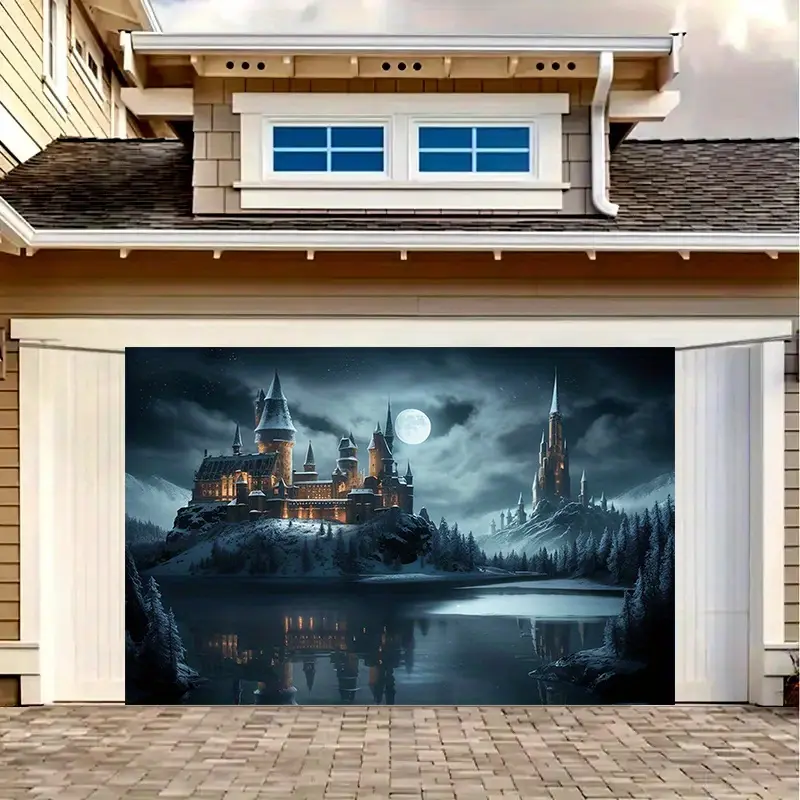 Peach Wizard-Themed Digital Print Castle Tapestry - Synthetic, Lightweight, Smooth Home Decor for Living Room Wall Hanging, Engagement/Thanksgiving/Daily Everyday Use, Photography Backdrop (Machine Wash, Low Heat Ironing)