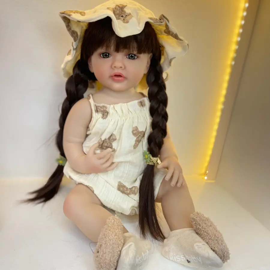 GUESSBELLY 55CM 22inch Full Vinyl Body Doll Reborn Babies Lifelike Newborn Girl Princess Bebe Bath Toy Lovely Birthday Gift for Kids