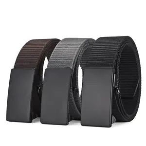 【Perfect fit】Men's Ratchet Web Strap Micro-Adjust 1.25" Nylon Auto Buckle Sleek Golf & Casual Style Trendy Must-Have