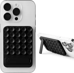 2 in 1 Silicone Sticky Phone Grip, Combines a Powerful Suction Cup and a Durable Mount, Suitable for Any Phone Model Provides Multiple Mounting Options for Selfies and Tiktok Video Recording - Black PAIDAAR