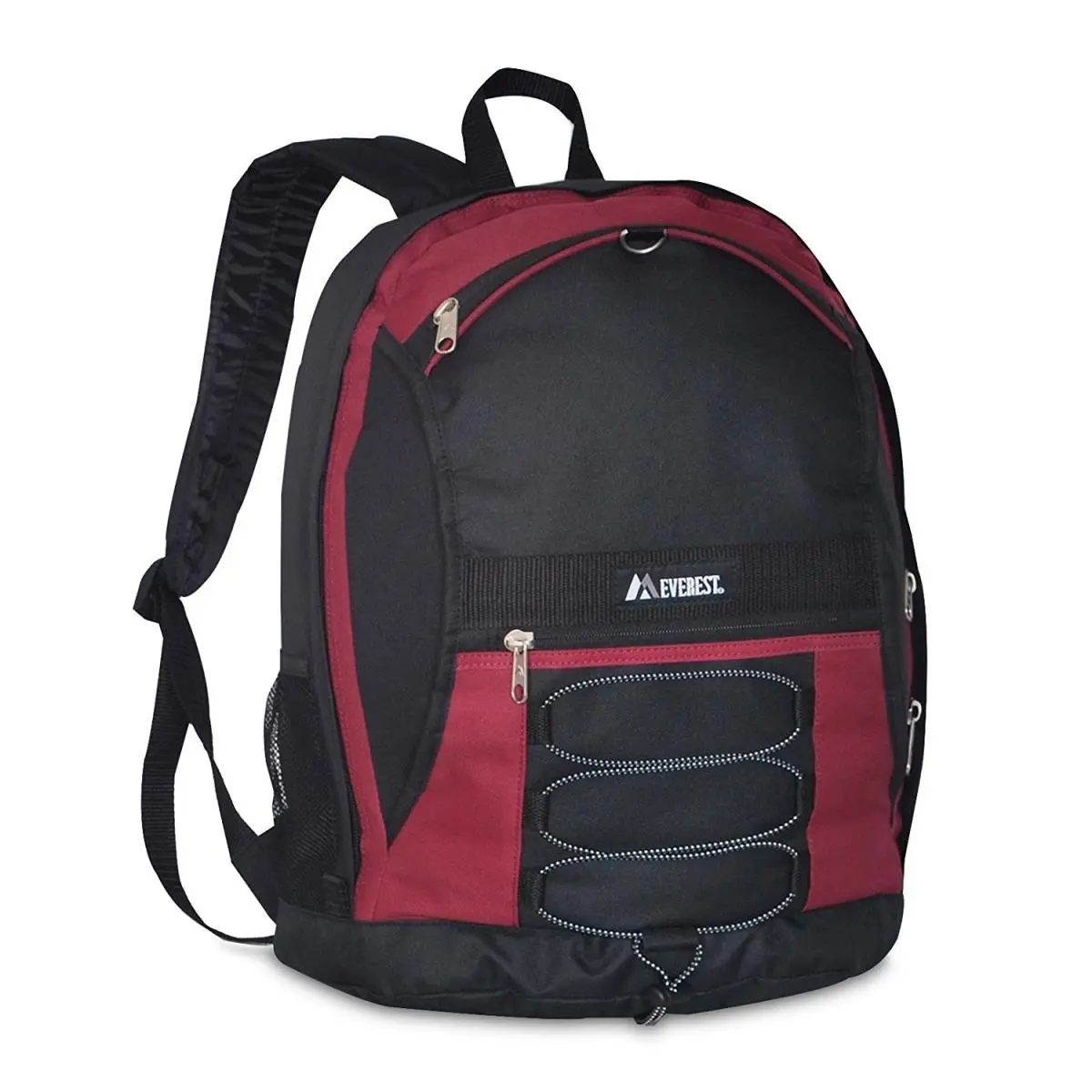 Everest 3045SH-BURG-BK Two-Tone Backpack with Mesh Pockets - Burgundy & Black