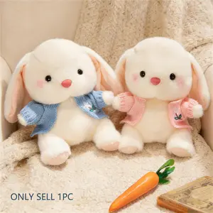 25cm/9.84inch Easter Cardigan Dress Bunny Plush Toy, soft and fluffy stuffed animal, suitable for room decoration, birthdays, children's holiday gifts, Mother's Day gifts, graduation season, weddings, etc.