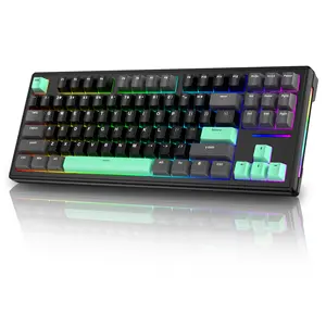 Attack Shark M87 80% Wireless Mechanical Gaming Keyboard, Tri-Mode (Bluetooth/2.4GHz/USB-C), 87 Keys, Built-in 4600mAh, RGB Backlit, Hot-Swappable PBT Keycaps, Ultra-Low Latency, Premium Build&Ergonomics, Full Programmable, For Laptop/PC/Tablet–Tiff Green