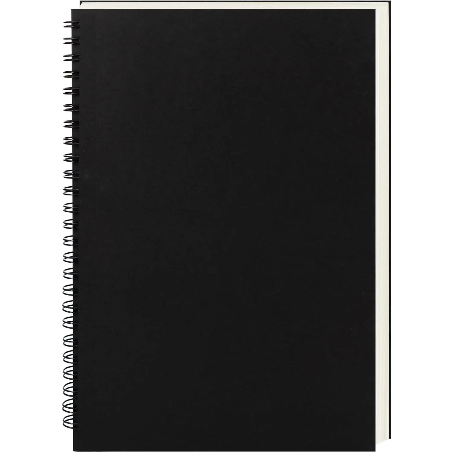 9 inch x 6 inch, 100GSM, Blank Spiral Notebook, 1-Pack, Soft Cover, Sketch book, 160 Pages / 80 Sheets, (Black)