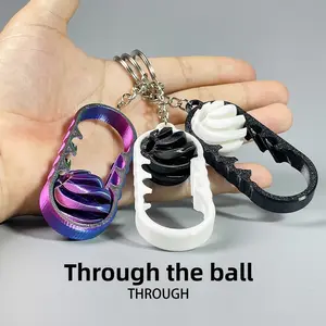 3D Printed Stress Relief Keychain, Office Stress Reliever, Sliding Ball Design, Cool Small Turbine Keychain, Gift Idea
