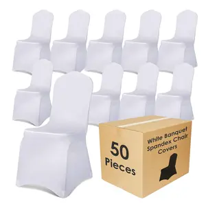 50Pcs Stretch Spandex Chair Covers,Washable Fitted Chair Slipcovers Protector Stretch Spandex Chair Covers for Wedding & Event Decor