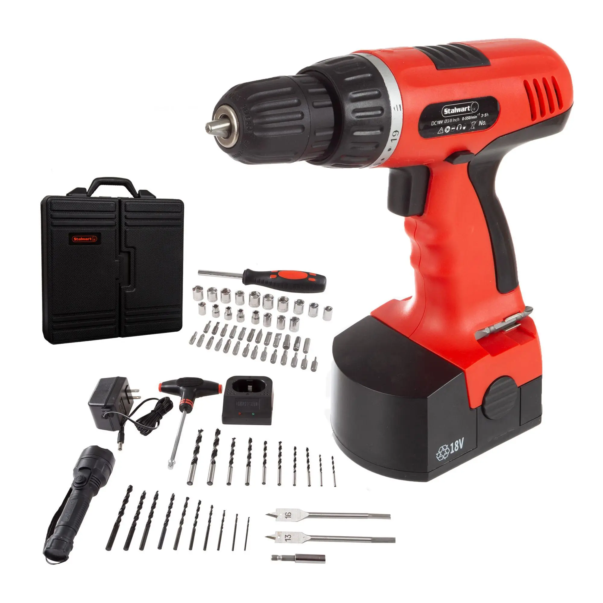Stalwart 18V Cordless Drill Set - 78-Piece Tool  Set