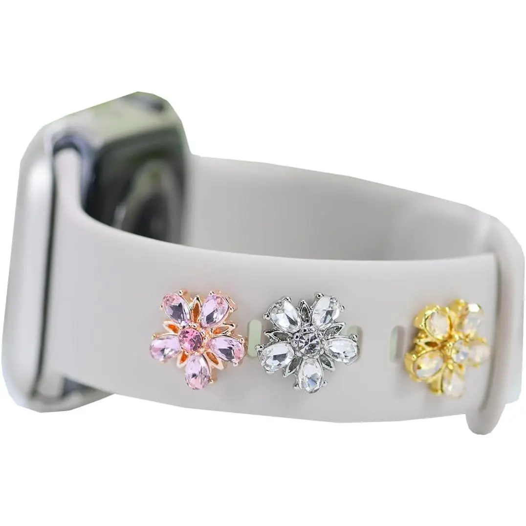 Watch Band Charms for  Watch Band Charms for Women, Decorative Rings Loops Compatible with  Silicone Bands 49mm 45mm 44mm 42mm 41mm 40mm 38mm iWatch Series 9 8 7 6 5 4 3 2 1 SE, Metal SmartWatch Band Charms Studs Accessories for  Galaxy watch 5/Pro/4