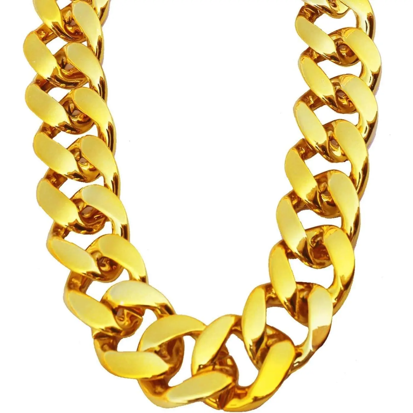 Unisex Adult Chunky Gold Chain Necklace - 36 in Fake Chunky Gold Chain, Plastic Cuban Link Jewelry, 80s-90s Hip Hop Rapper Costume Accessory for Halloween Party
