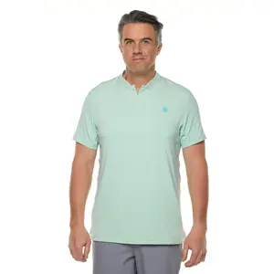 Men's Short Sleeve Polo | Misty Aqua Diamond Jacquard