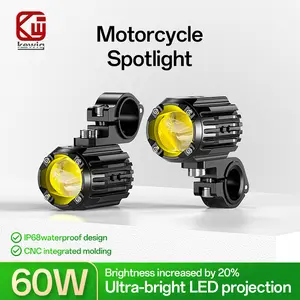 KEWIG K10 Motorcycle LED Auxiliary Light Driving Spotlights White/Amber Fog Lights Includes Mounting Bracket & Wiring Harness Waterproof Off-Road Work Light Compatible with Motorcycles/Jeeps/Trucks 60W Driving Light