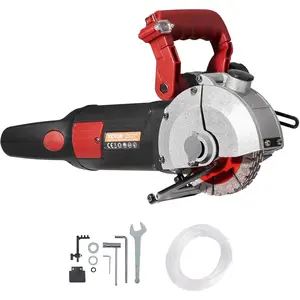VEVOR Wall Chaser, 4800W Slotting Machine with Laser Guide 6500rpm, Max Groove Depth and Width 1.6" x 1.65", Concrete Grooving Cutting Machine with 5 x 5" Saw Blades and Dust Control Accessories