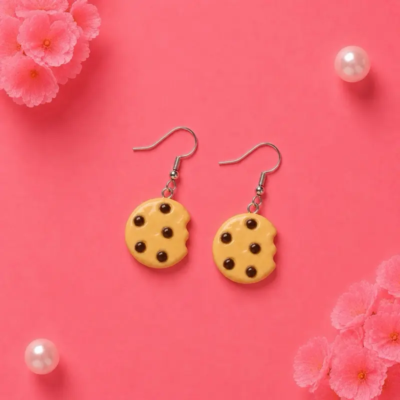 Chocolate chip cookie earrings