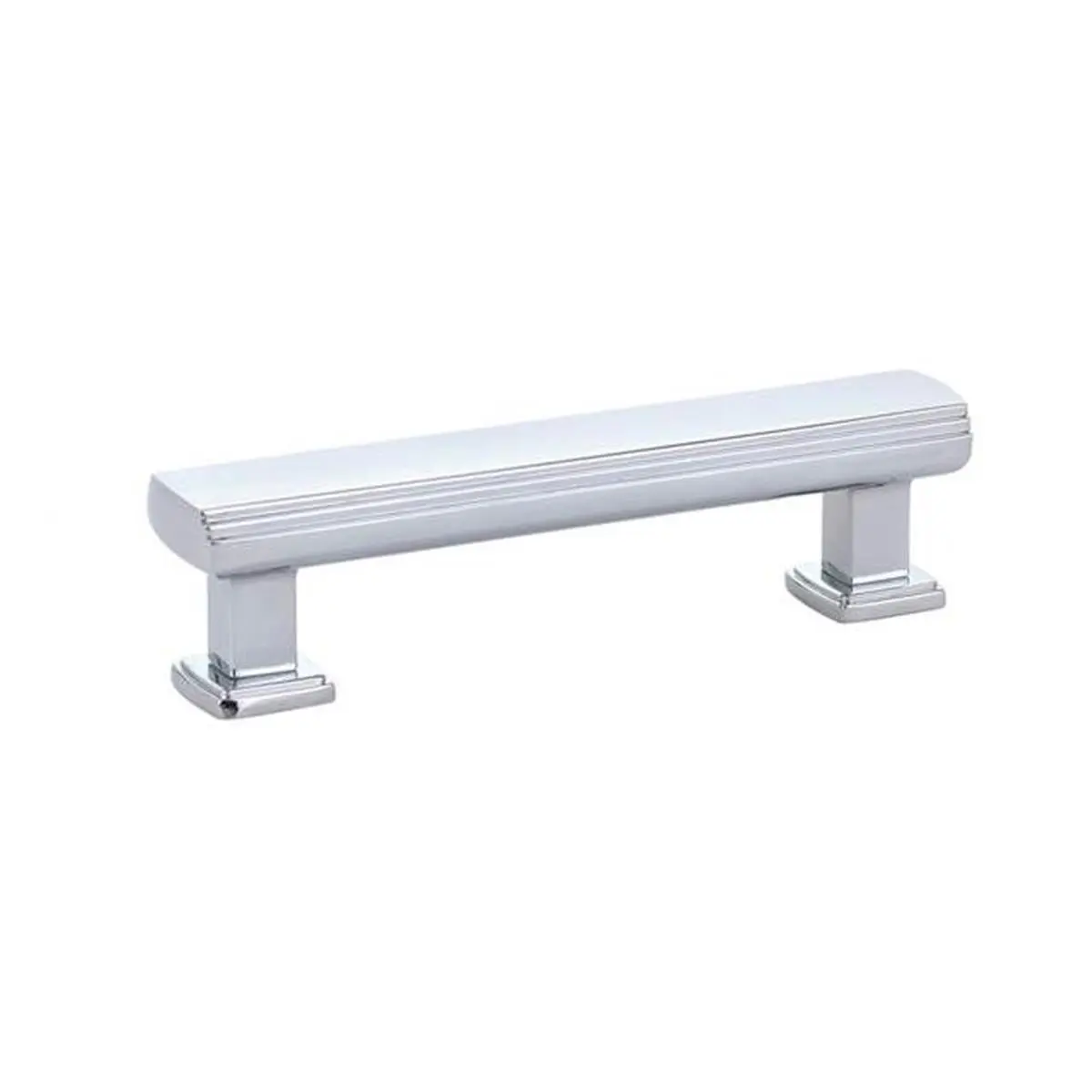 212 MAIN 4 in. Art Deco Forged Brass Cabinet Pull, Bright Chrome Finish, Includes Installation Screws, Art Deco Pull