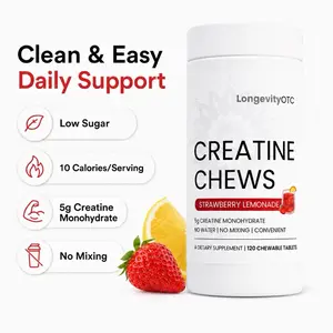 LongevityOTC 5g Creatine Chew - Strawberry Lemonade.  Low Sugar and 10 calories per serving Supplement Edible Healthcare Fitness Dietary Vitamins
