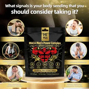 HiPlus  Supplement Shilajit Maca Complex 50000mg for Men Energy Stamina Endurance Vitality Performance Support Ashwagandha Ginseng 150 Softgels Urolithin a Extra Strength Liposomal, Green Tea +