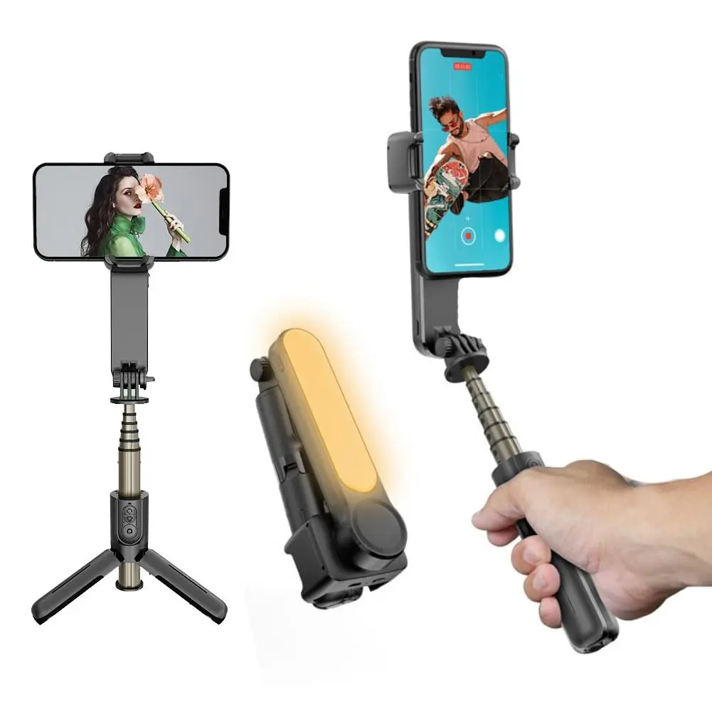 Stabilizer for Smartphone,1-Axis Selfie Stick Gimbal Stabilizer with Fill Light 360°Rotation with Wireless Remote for Android and iPhone,Ideal for Vlogging,TikTok Recording