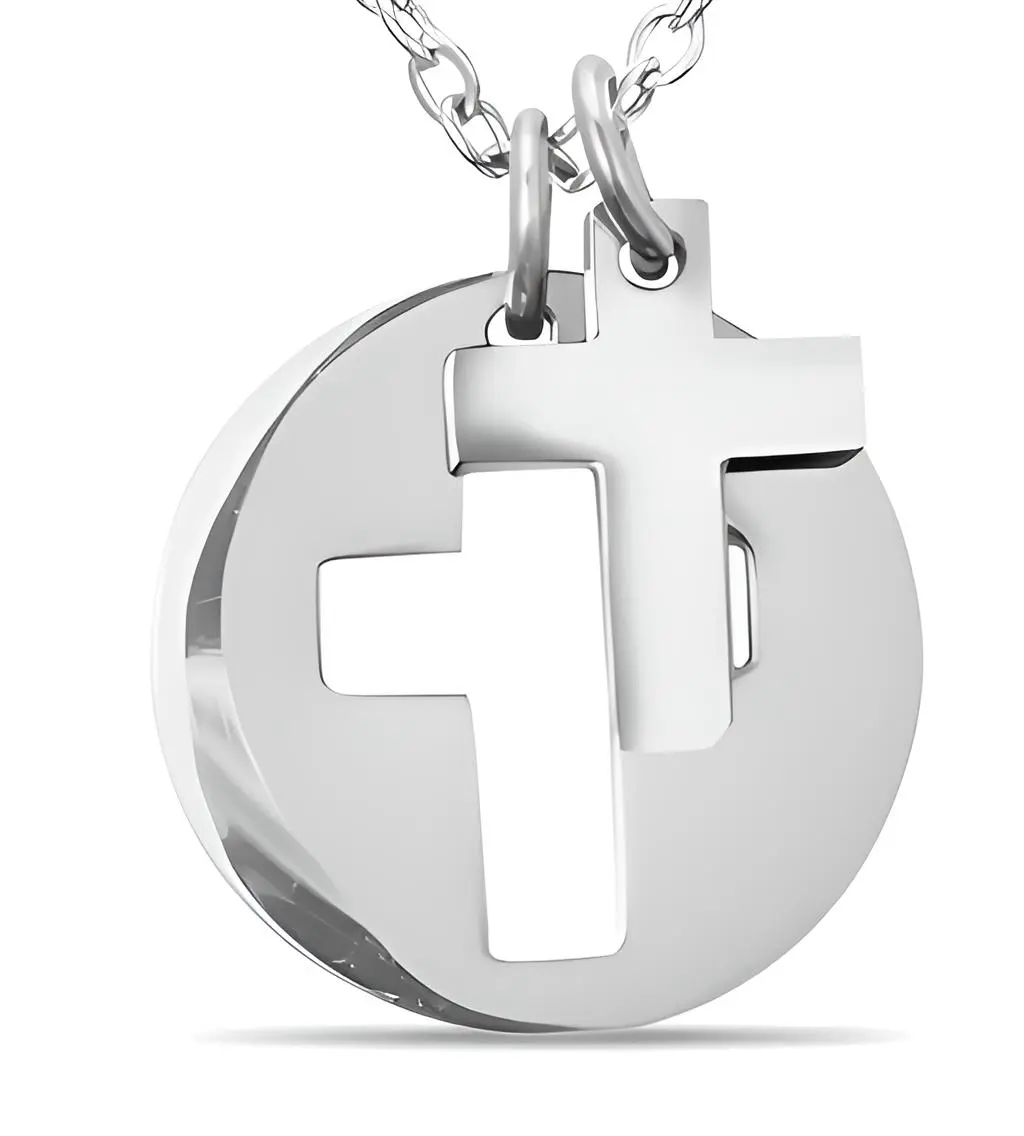 Stainless Steel PVD Coated Cross Cutout Necklace with 2" Extension