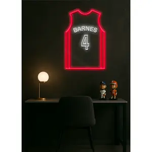 Barnes #4 LED Jersey Light with Remote Control & USB Adapter Durable Acrylic Wall Mount for Basketball Football Baseball Soccer Jerseys Energy-efficient LEDs 50,000 Hours Lifespan