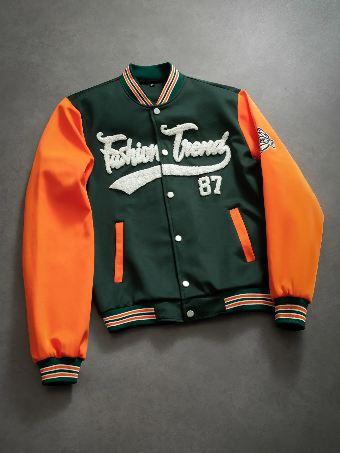 Men's Embroidered Baseball Collar Jacket, New Trendy Easy Care Outerwear, Spring & Fall Fashion, Stylish Men's Coat