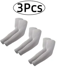 3 Pairs Cooling Arm Sleeves] 3 Pairs Cooling Arm Sleeves | Breathable, Stretchable, Quick-Drying Ice Fabric, Elastic Fit for Sun Protection, Ideal for Summer Sports & Cycling, Outdoor Arm Sleeve