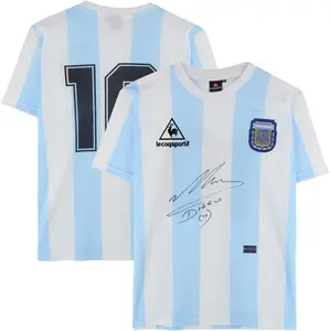 Diego Maradona Argenetina National Team Autographed Blue and White Home Jersey - Front Signature - Fanatics Authentic Certified