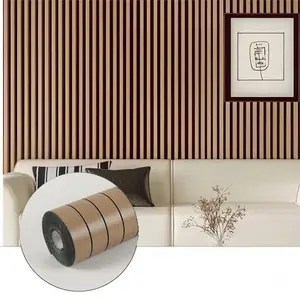 Removable Self-Adhesive Striped Wallpaper Board, Peel and Stick Wallpaper Designs, Fake Wood Texture Wall Covering, Ideal for Bedroom TV Background, 15.74x118 Inches