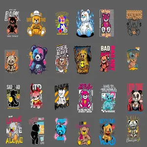36pcs Durable Washable DIY Craft Art Heat Transfer Stickers, Cute Bear Series, Accessories, for Clothing Pants T-Shirts Sports Wear Hats Bags Pillows Backpacks