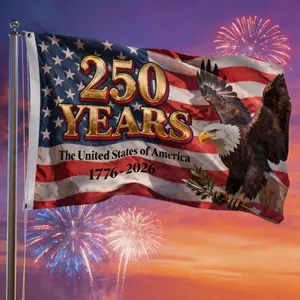 250th Anniversary USA Flag - 250 Years of Freedom 1776-2026 single Sided Garden Flag | Patriotic Banner for Memorial Day - 4th of July Decorations Accessories for Garden Yard Porch Patio Lawn Outdoor Outside Decor