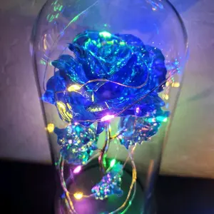 blue galaxy rose glass dome was $15.00 now only $10.89 Decoration Rose Colorful Gift great for mothers day or any special day.