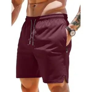 Men's Solid Color Zipper Pocket Quick Drying Shorts, Regular Fit Casual Breathable Comfortable Shorts for Outdoor Running Hiking Swimming Tennis Basketball Football Cycling Lightweight Athletic Shorts