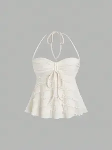 Drawstring Front Halter Top