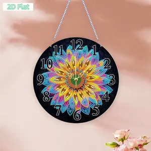 2D Flat DIY Irregular-Shaped Drilling Diamond Painting Clock Ornament Kit, Classic Hangable Minimalist Wood Hanging Decor for Adults, No Skills Needed, Festive Gift