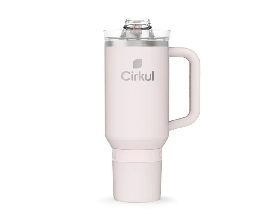 Cirkul 40oz All-Day StrawSip Double-Wall Insulated Stainless Steel Tumbler with Handle Cherry Blossom Light Pink Drinkware