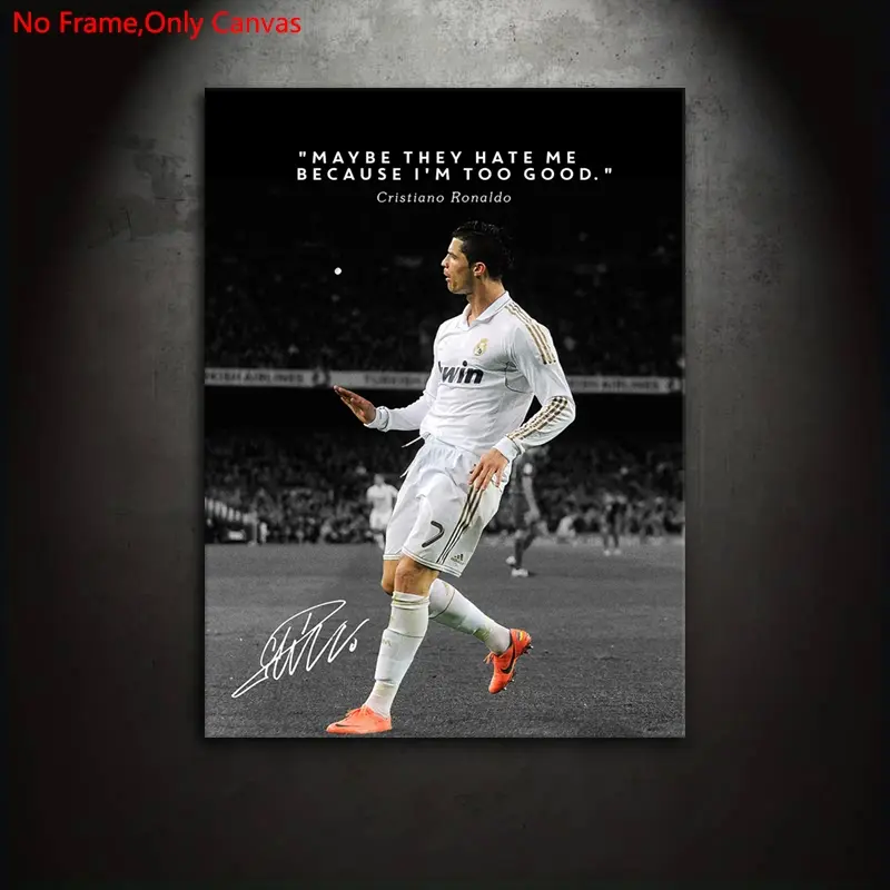 1 piece/set frameless canvas painting print poster, Unframed wall art, classic Motivation art, Ronaldo quotes, perfect gift for football sports culture enthusiasts, ideal gift for bedroom, living room, mural, wall decoration, room decoration