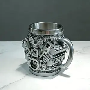 Personalized Stainless Steel Mug - V8 Engine Design, 10oz Handcrafted Durable & Stylish, Perfect for Car Enthusiasts,Coffee Cup,Birthday Present,Holiday Gift