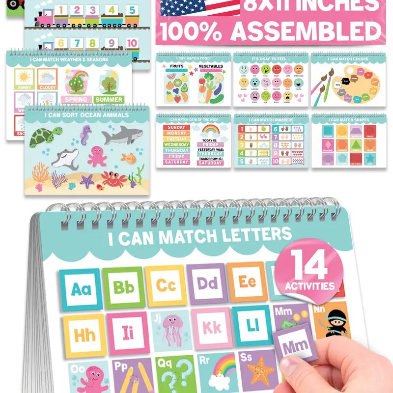 Hadley Designs My First Busy Book for Toddlers 3-4 - Montessori Preschool Learning Activities with 14 Interactive Pages for Travel and Homeschool