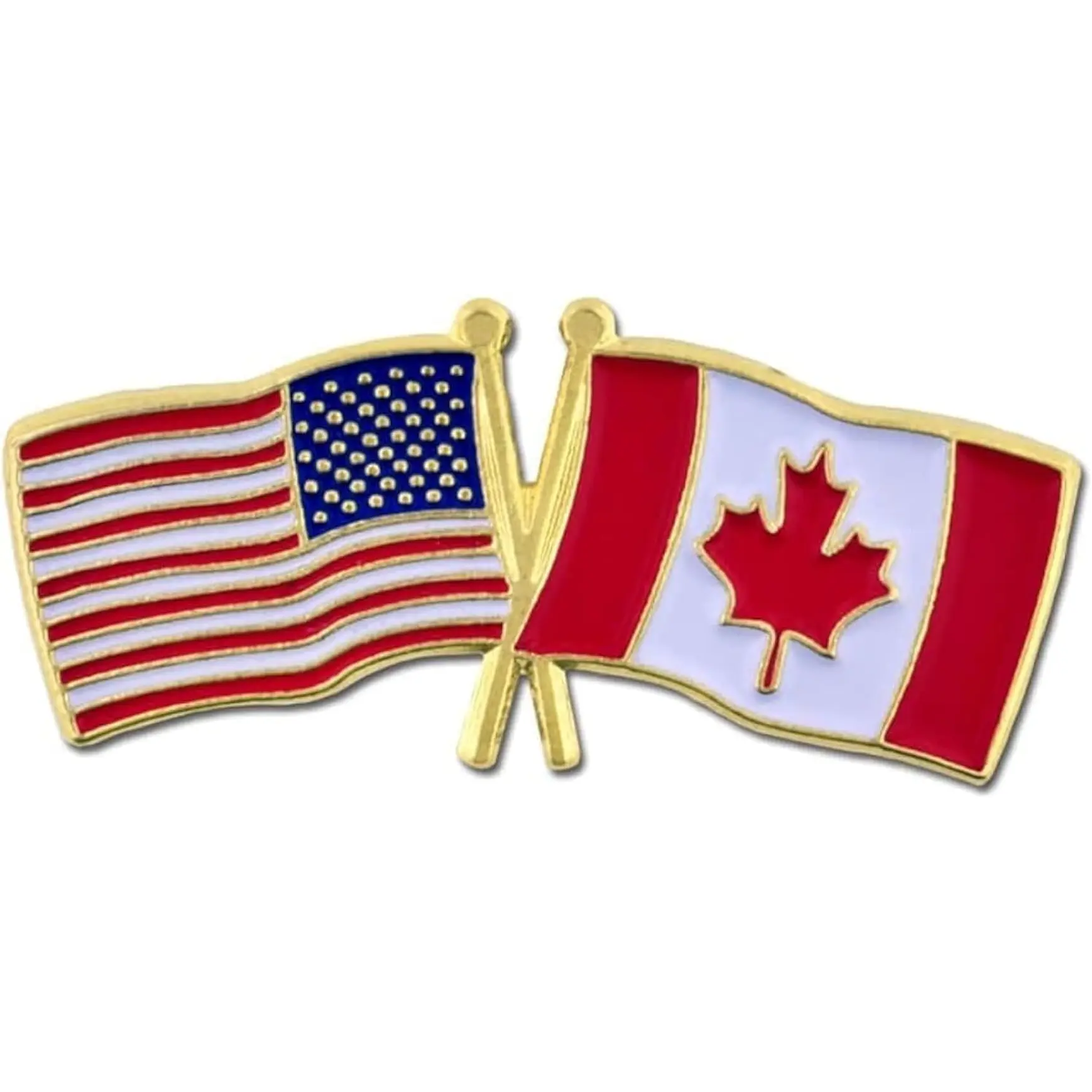 Pinmart‘S USA and Canada Crossed Friendship Flag Enamel Lapel Pin - Country Flags Pins for Hats, Jackets, and Backpacks PinMart
