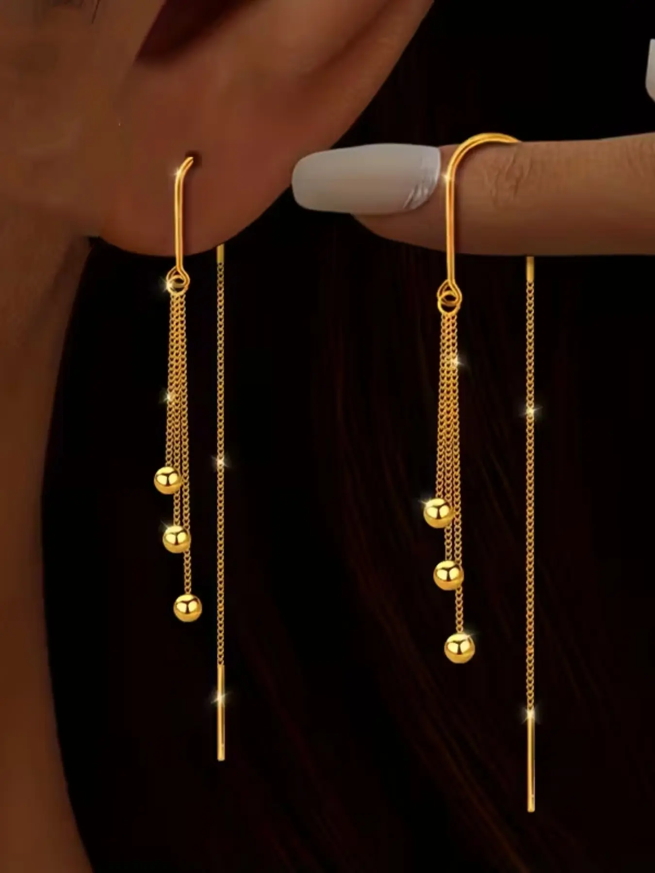 A Pair of Tassel Earrings for Women & Girls, Stylish Stainless Steel Tassel Design Plain Dangle Earrings, Dangling Earrings, Trendy Jewelry, Party Festival Earrings, Perfect for Music Festivals And Parties, Suitable for Gifting
