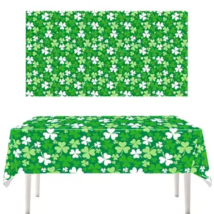 St. Patrick's Day Clover Tablecloth – 54"×108" Green Shamrock Table Cover for Party Home Bar Outdoor Gatherings, Durable Festive Decor