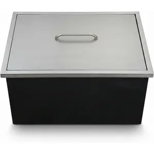 Built-In 46/82QT Stainless Steel Ice Chest with Lid, Drop-In Outdoor Cooler with Drain System, Insulated Beverage Bin for BBQ, Patio, Bar and Restaurant, Under Counter Installation