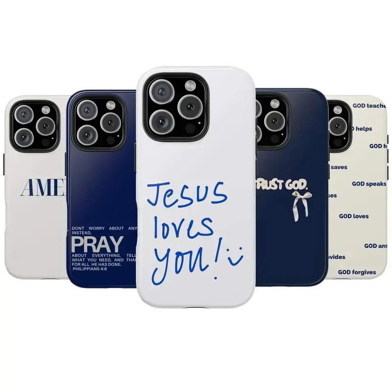 Jesus God Phone Case, Christian Bible Verses Cover fit For iPhone17, 16, 14, 15, 13, 12, 11 PlusAirPro MaxPro, , Jesus Loves You Tough Case, Coquette Style Protective Protection