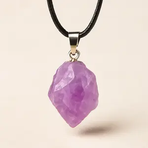 Natural Amethyst Crystal Pendant – Raw Gemstone Necklace for Healing, Spiritual Balance & Stress Relief – Handmade Jewelry Gift for Women & Men