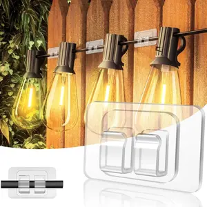 Heavy Duty Outdoor String Light Hooks-100 Pack, No Drill Clips, Waterproof, UV-Resistant, For Christmas Lighting, Patio, Balcony