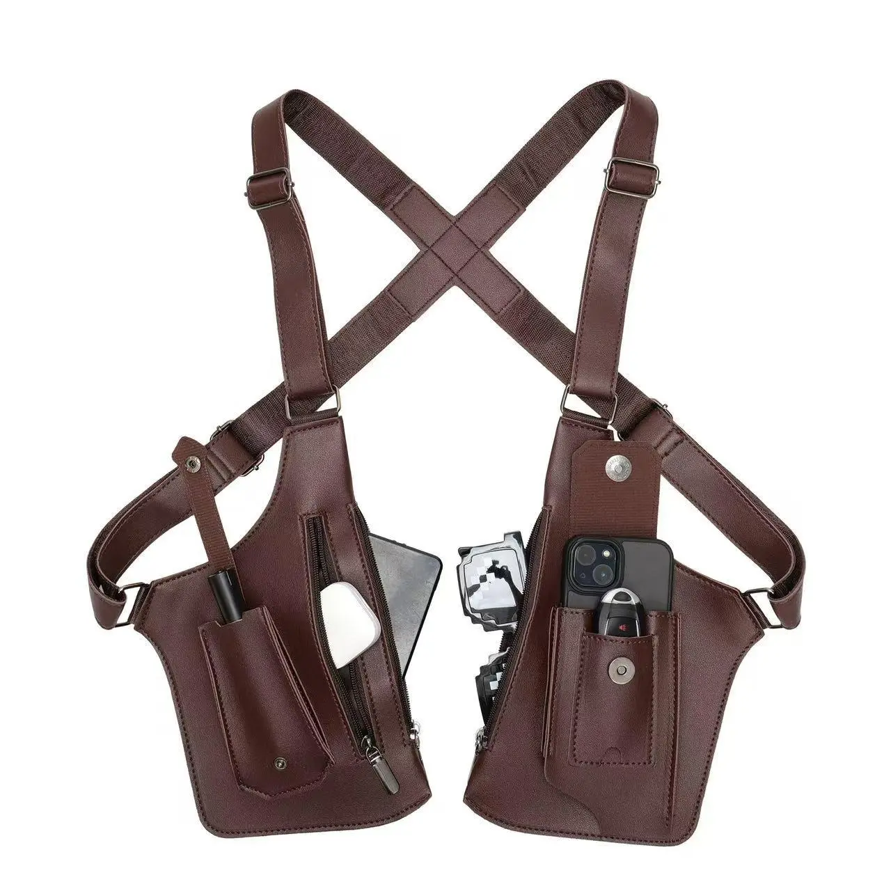 Double Shoulder Armpit Bag 2026 New Tactical Shoulder Bag for Men Multi-pocket Outdoor Anti-Theft Tactical Bag(Brown)